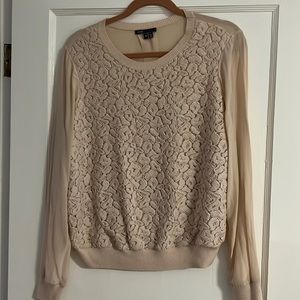 Vince. Pink Long Sleeve Floral Embroidered Crewneck Top ORIGINALLY $325